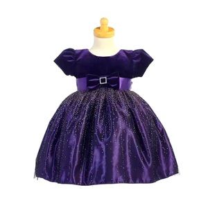 Swea Pea & Lilli Royal Purple Velvet and Black Tulle Sparkle Dress
